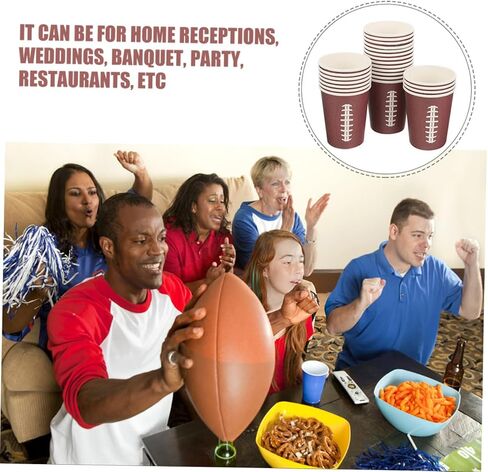 OSALADI 48pcs Rugby Themed Thicken Disposable Paper Cups Brown Tone Celebration Drinking Cups for Sports Events Tailgating Game Day Birthday Gatherings in Kuwait