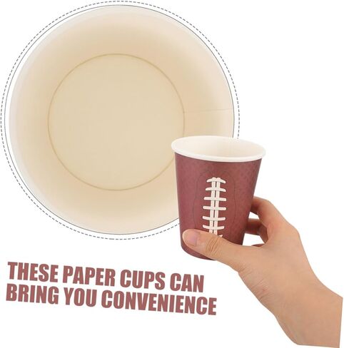 OSALADI 48pcs Rugby Themed Thicken Disposable Paper Cups Brown Tone Celebration Drinking Cups for Sports Events Tailgating Game Day Birthday Gatherings in Kuwait