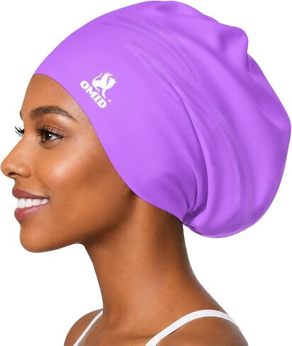 OMID Oversized Silicone Swim Cap for Adult Women Thick Curly Hair Dreadlocks Chlorine Resistant Pool Training in Kuwait