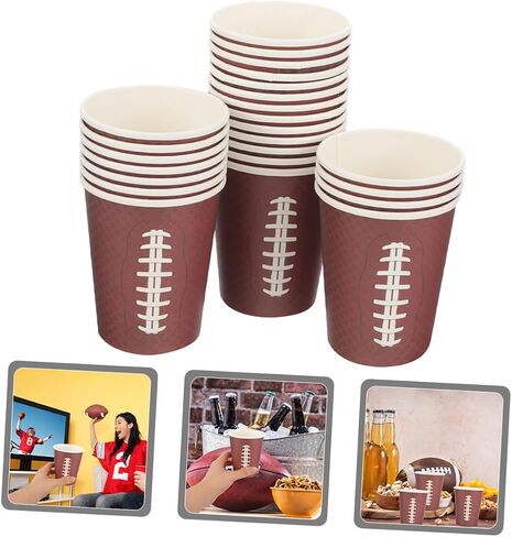 Alipis 48pcs Rugby Paper Drinking Cups Thickened Party Water Cups for Game Day Tailgating Birthday and Football Events in Kuwait