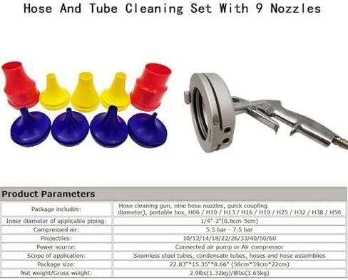 Pneumatic/Hydraulic Hose Cleaning Kit (nozzles and Foam projectiles) for Heavy-Duty Cleaning Operations that facilitates Industrial Pipeline Maintenance. in Kuwait