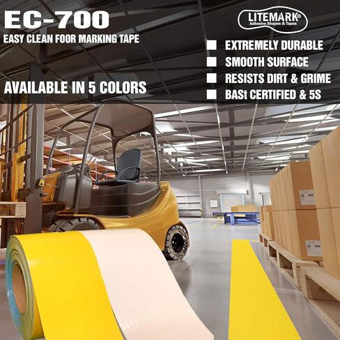 شريط تحديد الأرضية LiteMark Duramark EC700 للخرسانة والرصيف | شريط العلامات الصناعية للمستودعات | يدوم طويلاً | متانة عالية (أحمر)، 3 بوصة × 18 قدم in Kuwait
