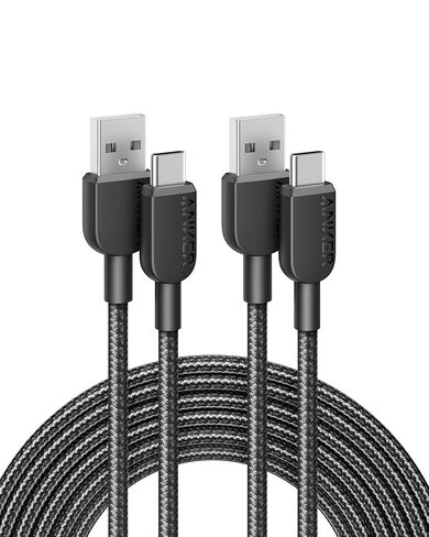 كابل Anker USB A إلى USB C، سلك شاحن (2 حزمة، 6FT)، لسلسلة iPhone 17، وSamsung Galaxy Note 10/S10+ S10، وLG V30 (أسود) in Kuwait