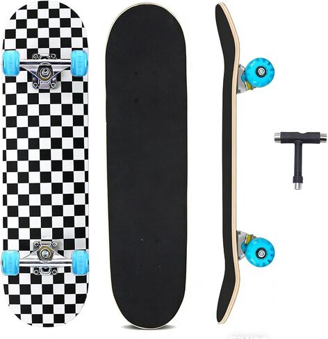 Complete Skateboards- Standard Skateboards for Beginners Kids Boys Girls Teenager- 31''x8''Double Kick Concave, Fascinating Cool, Solid&Durable in Kuwait