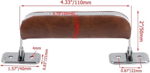 Crapyt Leather Luggage Handle, Vintage Suitcase Replacement Metal Handle with Mounting Screws, 110mm Long Silver Base Pull Grip for Suitcases, Bags, Briefcases, 2 Pcs Brown in Kuwait