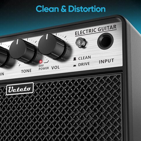 Ueteto 10W Mini Guitar Amp | Portable, Rechargeable, Electric Guitar Practice Amplifier, Clean and Drive Channels in Kuwait