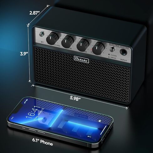 Ueteto 10W Mini Guitar Amp | Portable, Rechargeable, Electric Guitar Practice Amplifier, Clean and Drive Channels in Kuwait