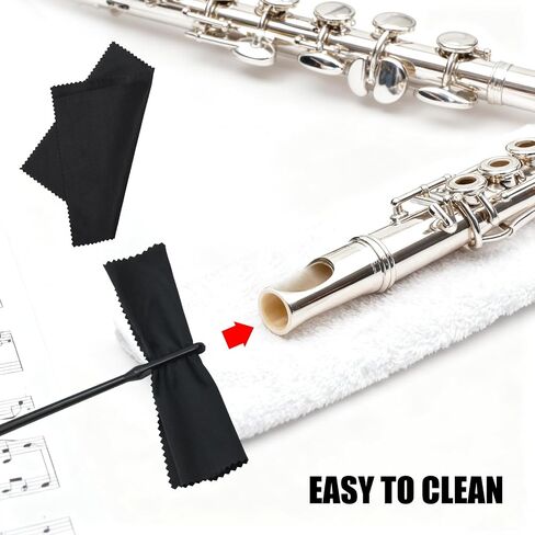 2pcs Flute Cleaning Rod with 2pcs Flute Cleaning Cloth, Flutes Clean Swabs Kit, Professional Flutes Cleaner for Polishing in Kuwait