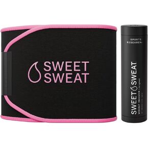 Sports Research® Waist Trimmer Pack - Sweet Sweat Waist Trimmer (Black/Pink, Large) & Workout Enhancer Roll-On Gel Original Scent (6.4oz) in Saudi Arabia