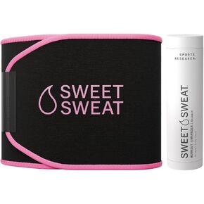 Sports Research® Waist Trimmer Pack - Sweet Sweat Waist Trimmer (Black/Pink, Medium) & Workout Enhancer Roll-On Gel (Coconut Scent) in Saudi Arabia