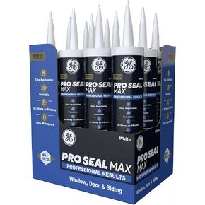 GE Pro Seal Max Window & Door، أبيض، عبوة خرطوشة 9.5 أونصة سائلة مكونة من قطعة واحدة - نتائج احترافية، سهلة الاستخدام، قابلة للطلاء، مقاومة للماء بنسبة 100%، قوية مثل السيليكون in Kuwait