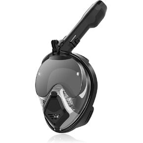Full Face Snorkel Mask for Adults, 180 Degree Panoramic View Snorkeling Gear with Camera Mount, Gill-Type Respiratory System, Anti-Leak & Anti-Fog, Features an Ergonomic Silicone Base for Men/Women in Saudi Arabia