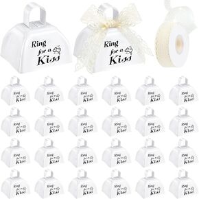 24 Pcs Wedding Cowbells Bulk 3 Inch Ring for a Kiss Cowbells with Handle Ribbon for Bride Groom Church Wedding Reception Decorations Goodies Bags Party Supplies in Saudi Arabia