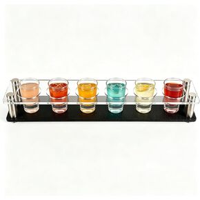 Toyvian Acrylic Shot Glass Holder Tray, 6 Slots Heavy Duty Shot Glasses Server Rack Carrier for Bar Home Gathering Party Festival Nightclub in Kuwait