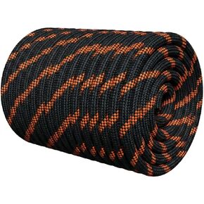 Arborist Rigging Rope 1/2 in x 100 Ft Black Bull Rope Polyester Braided Arborist Rope 1/2 inch 48 Strands 100 Feet for Various Outdoor Applications Construction Climbing Swing Sailing in Kuwait