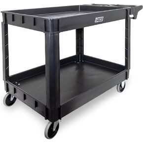 Lauco Heavy Duty Polypropylene Utility Cart - ﻿36" x 24" x 33" - Industrial Cart with Full Swivel Wheels Safely Holds up to 550 lbs - Multipurpose 2 Tier Service Cart for Warehouse, Garage, Cleaning in Kuwait