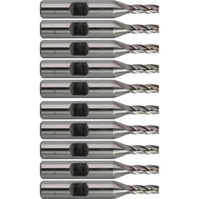 CME 10 pcs M2 High-Speed Steel End Mills, Square Nose, Double End, Bright (Uncoated) Finish, 3/8" Mill Diameter, 3/4" Length of Cut, 3 1/2" Overall Length, 4 Flute, Center Cutting in Kuwait