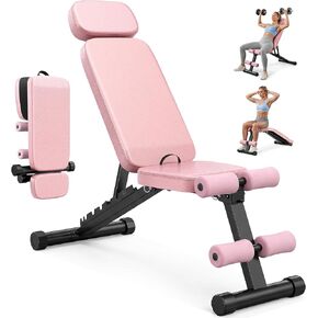 Foldable Weight Bench 800LBS, Adjustable Workout Bench with 10 Backrest Positions & Extended Headrest, Incline Decline Flat Bench Press for Home Gym Small Space Strength Training in Kuwait