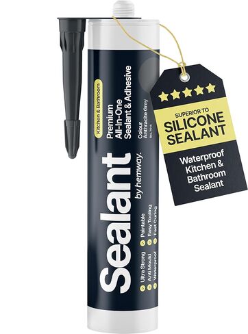 Anthracite Gray Kitchen & Bathroom Sealant & Adhesive Hybrid Polymer | Superior to Silicone Caulk Sealant | Waterproof, Paintable, Dark Gray | Ideal for Around Bathtub, Shower, Kitchen - 300ml 1 Pack in Kuwait