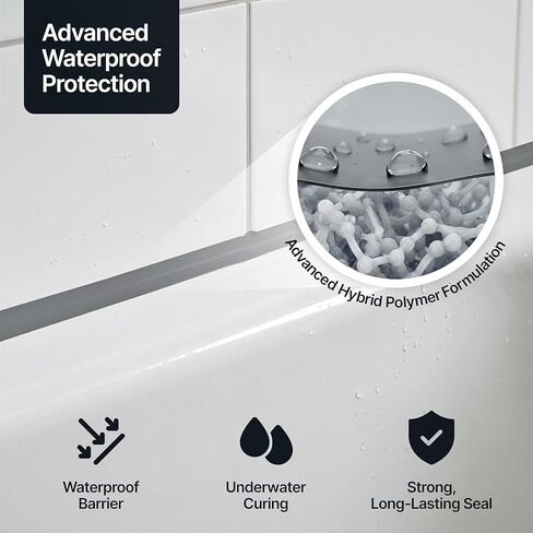 Anthracite Gray Kitchen & Bathroom Sealant & Adhesive Hybrid Polymer | Superior to Silicone Caulk Sealant | Waterproof, Paintable, Dark Gray | Ideal for Around Bathtub, Shower, Kitchen - 300ml 1 Pack in Kuwait