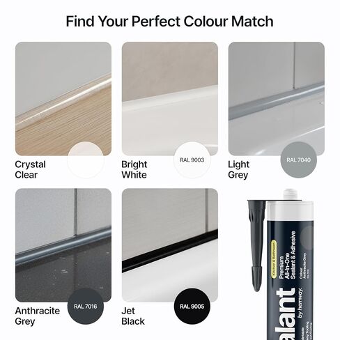 Anthracite Gray Kitchen & Bathroom Sealant & Adhesive Hybrid Polymer | Superior to Silicone Caulk Sealant | Waterproof, Paintable, Dark Gray | Ideal for Around Bathtub, Shower, Kitchen - 300ml 1 Pack in Kuwait