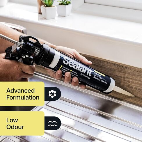 Anthracite Gray Kitchen & Bathroom Sealant & Adhesive Hybrid Polymer | Superior to Silicone Caulk Sealant | Waterproof, Paintable, Dark Gray | Ideal for Around Bathtub, Shower, Kitchen - 300ml 1 Pack in Kuwait