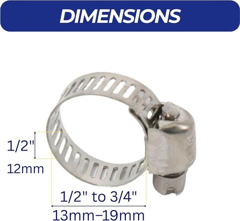 ganador 12-pack خرطوم المشابك الفولاذ المقاوم للصدأ 13mm-19mm - 1/2 "- 3/4"، الإعداد العالمي مع معدات دودة لحمام السباحة، السيارات، السباكة الميكانيكية للأغراض العامة in Kuwait