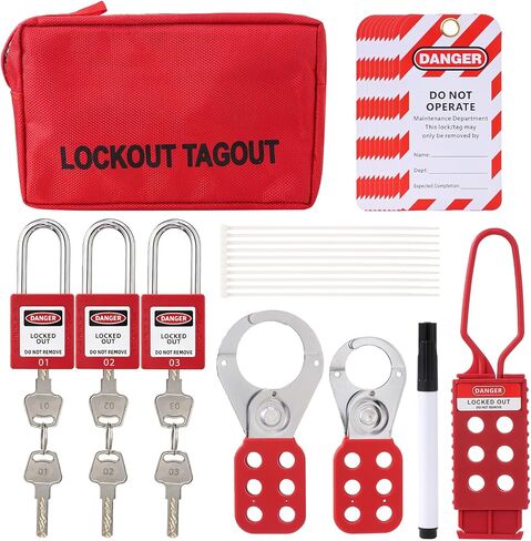 Lock Out Tag Out Kits Electrical - OSHA Compliant Safety Kit with 4 Padlocks, Multiple Devices & Portable Pouch for Industrial Electrical Equipment in Kuwait