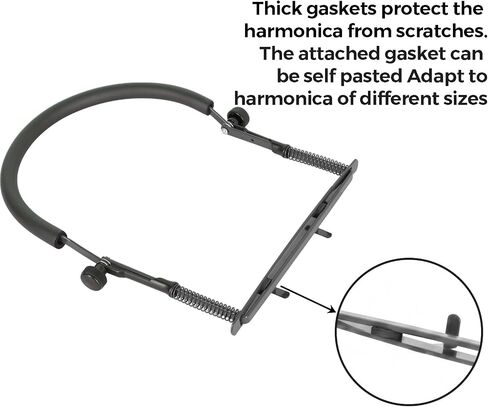 EASTROCK Universal Harmonica Holder Suitable for 10 Hole and 24 Hole Harmonicas Adjustable Double Plane Clamp Liberate Hands Black in Kuwait