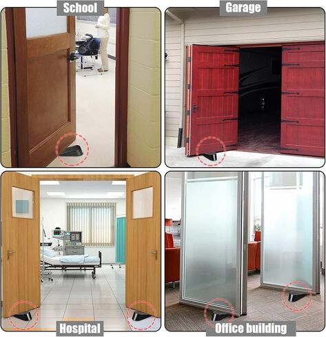 Big Door Stopper 2 Packs, Heavy Duty Wedge Rubber Door Stop Works on All Floor Surfaces, Non-Scratching Doorstops Special for Home Office School Heavy Door (Black, H1.9 x L6.3 x W2.7 Inches) in Kuwait