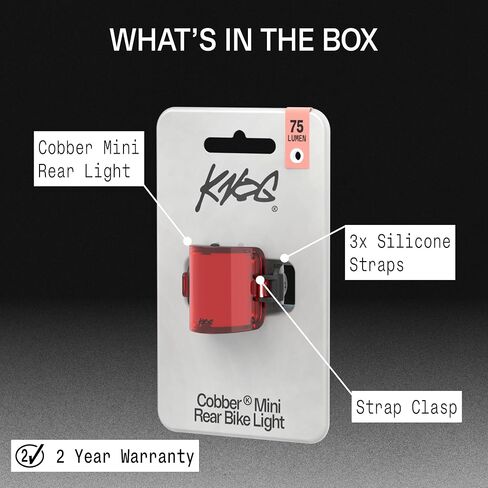 Knog Cobber Mini Rear Bike Light,75 Lumens USB-C Rechargeable LED Bicycle Tail Light,330° Beam Angle,5 Modes, IP67 Waterproof,Compact & Lightweight Design,Compatible with Standard & Aero Seat Post | bike-taillights in Kuwait