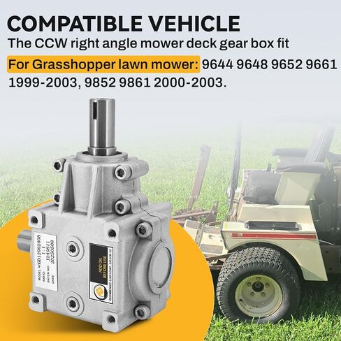 390022 Right Angle CCW Gearbox Compatible with Grasshopper Lawn Mower 9644 9648 9652 9661 1999-2003, 9852 9861 2000-2003, Heavy Duty Mower Deck Gear Box 390023 in Kuwait