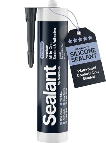 Anthracite Gray Kitchen & Bathroom Sealant & Adhesive Hybrid Polymer | Superior to Silicone Caulk Sealant | Waterproof, Paintable, Dark Gray | Ideal for Around Bathtub, Shower, Kitchen - 300ml 1 Pack in Kuwait