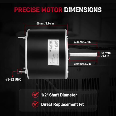 0131M00061SP محرك مروحة مكثف 1/4 HP 830RPM 208-230V 1.5A متوافق مع مكيف الهواء Goodman Amana Janitrol Zhongshan Broad-Ocean، يستبدل # YDK-180S84062-01 0131M00014PS in Kuwait