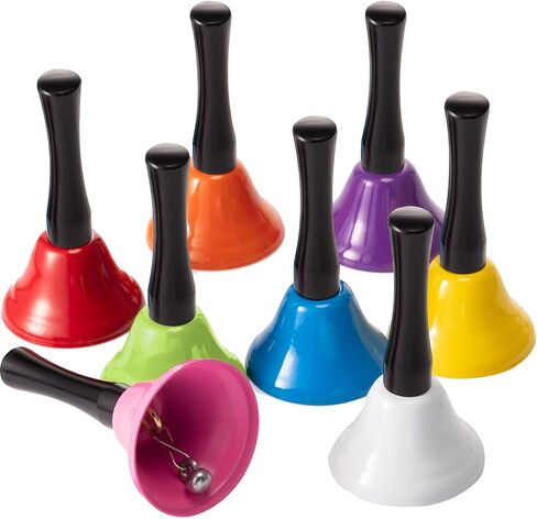 24 Pieces Metal Steel Hand Bell Call Service Colorful Note Musical Instruments Handbell with Black Wooden Handles for School Dinner Calling Decor, 8 Colors (1.97'' in Dia) in Saudi Arabia