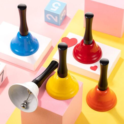 24 Pieces Metal Steel Hand Bell Call Service Colorful Note Musical Instruments Handbell with Black Wooden Handles for School Dinner Calling Decor, 8 Colors (1.97'' in Dia) in Saudi Arabia