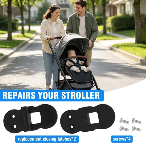 Replacement Closing Latch for UppaBaby Vista V1 & V2 2015+,Secures Stroller in Closed Position,Hinge Latch Compatible with UpperBaby Vista V1 & V2 Strollers,（Black） 2-Pack Includes 4 Screws in Kuwait