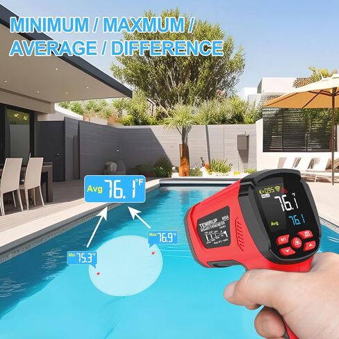 مسدس درجة حرارة عالية بالأشعة تحت الحمراء -40 درجة فهرنهايت ~ 2912 درجة فهرنهايت، 50: 1 ميزان حرارة ليزر مزدوج مع مسبار 14 درجة فهرنهايت - 932 درجة فهرنهايت، مسدس درجة حرارة الأشعة تحت الحمراء الرقمي للطهي، فرن البيتزا، المحرك، الفرن، تزوير، الاستخدام الص in Kuwait