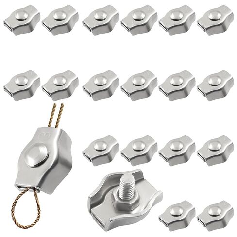 20Pcs M3 304 Stainless Steel Single Wire Rope Clips, for 1/16in-1/8in Diameter Wire Rope, Simplex Bolt Cable Clamp for Picture Hanging Christams String Light in Kuwait