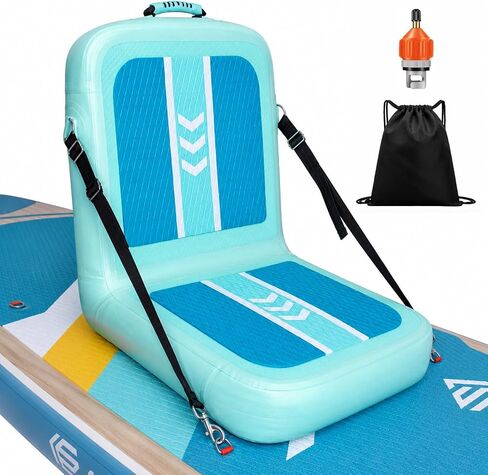 Inflatable Kayak Seat with Back Support & Mesh Storage Bag, Adjustable Paddle Board Cushion Chair for Adults, Portable Blow Up Seats for SUP Raft Canoe Fishing Boat in Saudi Arabia