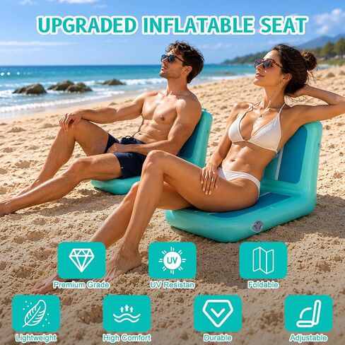 Inflatable Kayak Seat with Back Support & Mesh Storage Bag, Adjustable Paddle Board Cushion Chair for Adults, Portable Blow Up Seats for SUP Raft Canoe Fishing Boat in Saudi Arabia