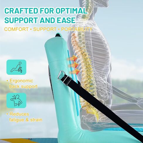 Inflatable Kayak Seat with Back Support & Mesh Storage Bag, Adjustable Paddle Board Cushion Chair for Adults, Portable Blow Up Seats for SUP Raft Canoe Fishing Boat in Saudi Arabia