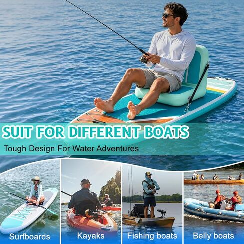 Inflatable Kayak Seat with Back Support & Mesh Storage Bag, Adjustable Paddle Board Cushion Chair for Adults, Portable Blow Up Seats for SUP Raft Canoe Fishing Boat in Saudi Arabia