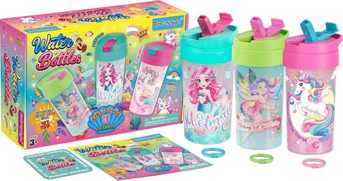 3 Packs Girl Designs 17oz Kids Water Bottle, Total My Style Spout Cover and Carry Handle Designed Lid Leak Proof BPA Free for Girls Ages 3+ Dishwasher Safe for Sports School Travel with Silicone Straw in Kuwait