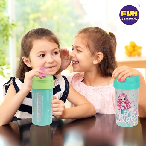 3 Packs Girl Designs 17oz Kids Water Bottle, Total My Style Spout Cover and Carry Handle Designed Lid Leak Proof BPA Free for Girls Ages 3+ Dishwasher Safe for Sports School Travel with Silicone Straw in Kuwait