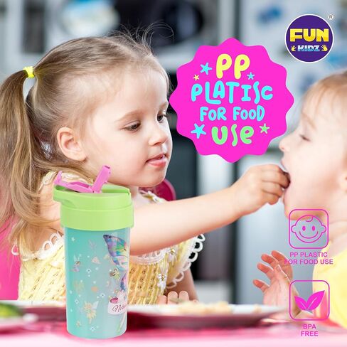 3 Packs Girl Designs 17oz Kids Water Bottle, Total My Style Spout Cover and Carry Handle Designed Lid Leak Proof BPA Free for Girls Ages 3+ Dishwasher Safe for Sports School Travel with Silicone Straw in Kuwait