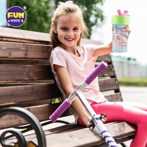 3 Packs Girl Designs 17oz Kids Water Bottle, Total My Style Spout Cover and Carry Handle Designed Lid Leak Proof BPA Free for Girls Ages 3+ Dishwasher Safe for Sports School Travel with Silicone Straw in Kuwait