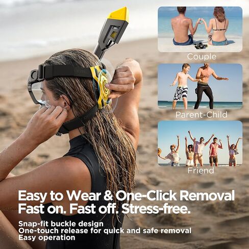 Full Face Snorkel Mask for Adults Teen, Snorkel Mask with Ear Equalization, Quick Release Anti-Leak and Anti-Fog with Mesh Bag for Snorkels, Portable Snorkeling Gear with Detachable Camera Mount in Saudi Arabia