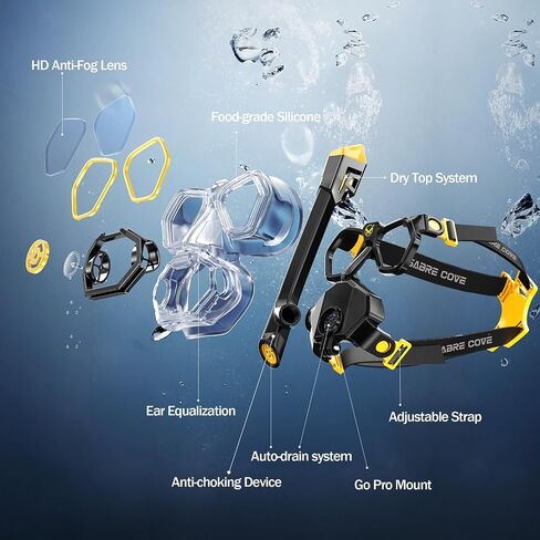 Full Face Snorkel Mask for Adults Teen, Snorkel Mask with Ear Equalization, Quick Release Anti-Leak and Anti-Fog with Mesh Bag for Snorkels, Portable Snorkeling Gear with Detachable Camera Mount in Saudi Arabia