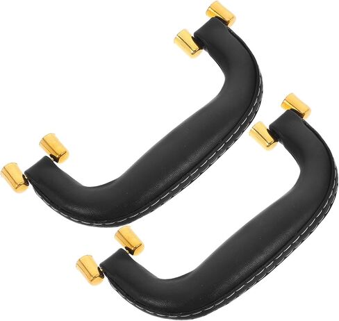 Luxshiny 2pcs Pu Leather Carrying Handles for Suitcases and Toolboxes, Ergonomic Design Black Replacement Luggage Handles with Plastic Base for DIY Installation and Travel Storage Solutions in Kuwait